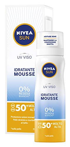 Nivea Sun Uv Viso Crema Solare Mousse Idratante Fp50 Protezione Molto Alta, 75 Ml