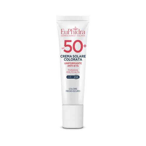Euphidra Crema Solare Viso Colorata Spf 50+ Anti-Età Colore Medio-Scuro