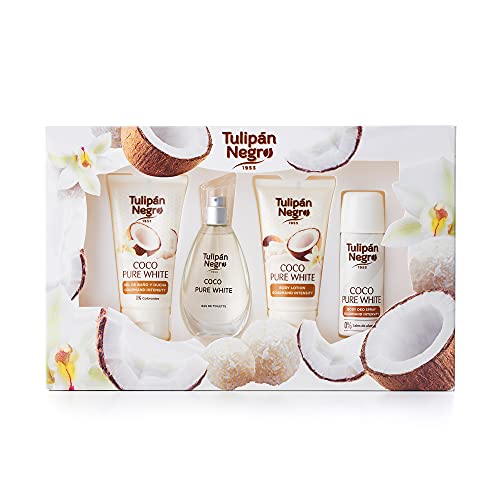 Tulipán Set Regalo Deodorante, Gel Da Bagno, Profumo, Body Lotion Coco Pure White, Fruttato