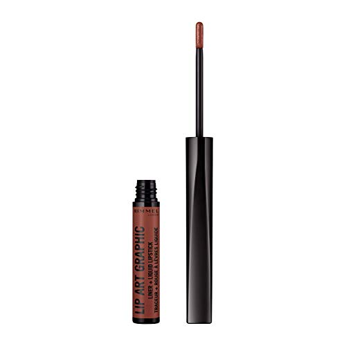 Rimmel London Rossetto Liquido Lip Art Graphic, 2 In 1, Rossetto Liquido E Contorno Labbra, 760 Brown Sugar, 1.8 Ml