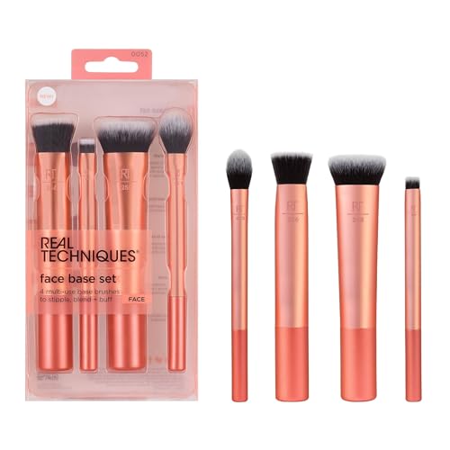 Real Techniques Kit Di Pennelli Per Trucco Con Base Per Il Viso, Per Correttore, Fondotinta E Contorno, Funziona Con Prodotti Liquidi, Graffette Per M