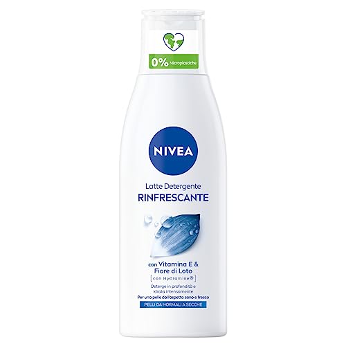 Nivea Latte Detergente Idratante Da 200 Ml, Latte Detergente Viso Ideale Anche Per Trucco Waterproof, Latte Detergente Arricchito Con Acqua Purificata