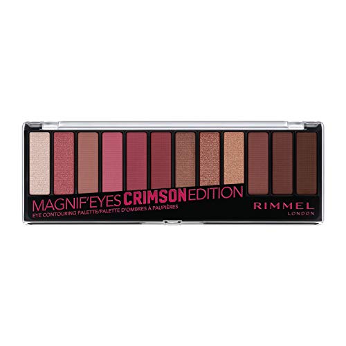 Rimmel London, Palette Ombretti Magnifeyes, 12 Tonalità Multiuso Dal Finish Matte, Perlato E Gitter, Crimson Edition