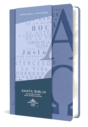 Biblia Rvr 1960 Letra Grande Tamaño Manual, Simil Piel Azul Celeste Con Nombres De Dios / Spanish Bible Rvr 1960 Handy Size Large Print Leathersoft So