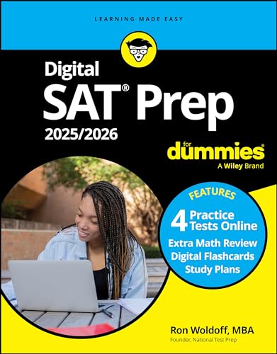 Digital Sat Prep 2025/2026 For Dummies: Book + 4 Practice Tests + Flashcards Online