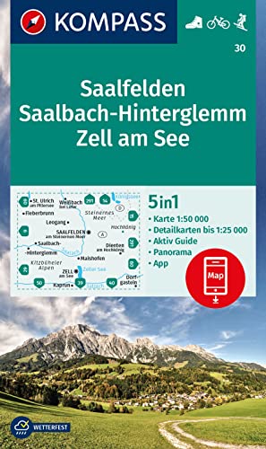 Carta Escursionistica Kom 30. Saalfelden, Saalbach-Hinterglemm, Zell Am See: Wandelkaart Schaal 1 : 50.000