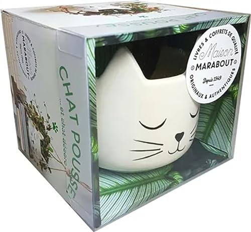 Coffret Chat Pousse !...Et Chat Décore: Coffret Avec Un Guide De Survie Pour Plantes D'Intérieur, Un Pot En Forme De Tête De Chat Et Une Corde Pour Le