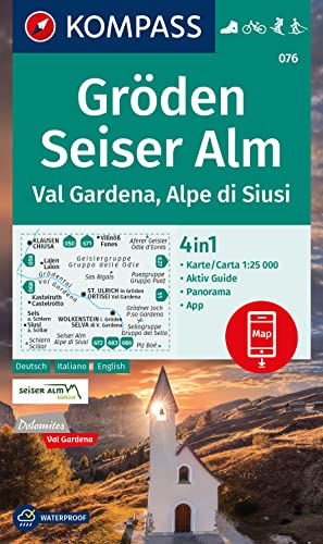 Cartina Escursionistica 076 Val Gardena, Alpe Di Siusi: 4In1 Wanderkarte Mit Aktiv Guide Und Detailkarten Inklusive Karte Zur Offline Verwendung In ..