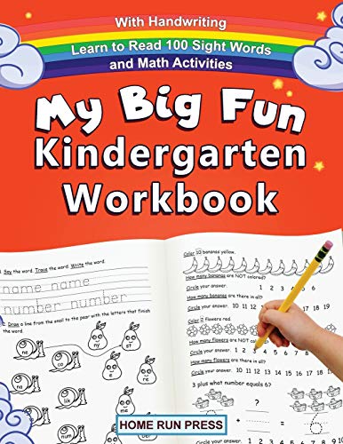 My Big Fun Kindergarten Workbook With Handwriting Learn To Read 100 Sight Words And Math Activities: Pre K, 1St Grade, Homeschooling, Kindergarten Mat