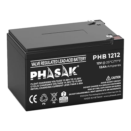 Phasak Batteria 12 V 12 Ah Batteria Sigillata Piombo-Acido Standard Marca