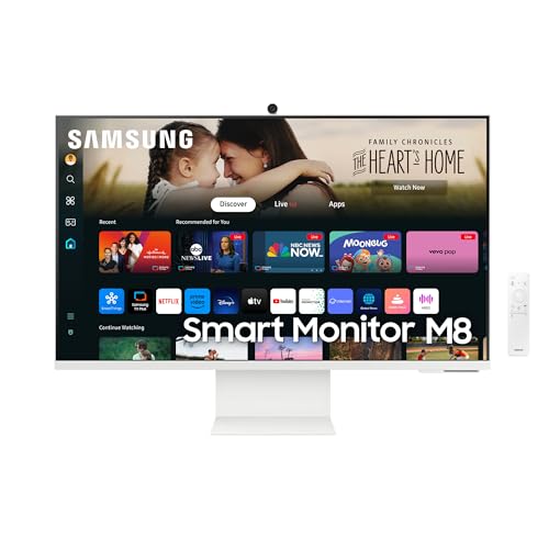 Samsung Smart Monitor M8 (S32Dm801), Flat 32'', 3840X2160 (Uhd 4K), Smart Hub Con App Di Streaming, Office 365, Gaming Hub, Speaker Integrati, Telecom