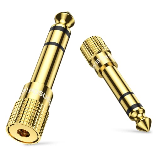 Posugear Adattatore Jack Cuffie (2 Pack) 6,35 Mm Maschio A 3.5Mm Femmina, Connettore Jack Cuffie Stereo 6.3 A 3.5 Placcato Oro Compatibile Con Cuffie,
