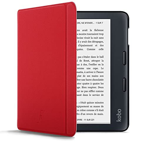 Forefront Cases Cover Per Kobo Libra 2 - Leggera Custodia Per Kobo Libra 2 2021, Design A Conchiglia - Rosso - Sottile E Leggero, Auto Svegliati Sonno