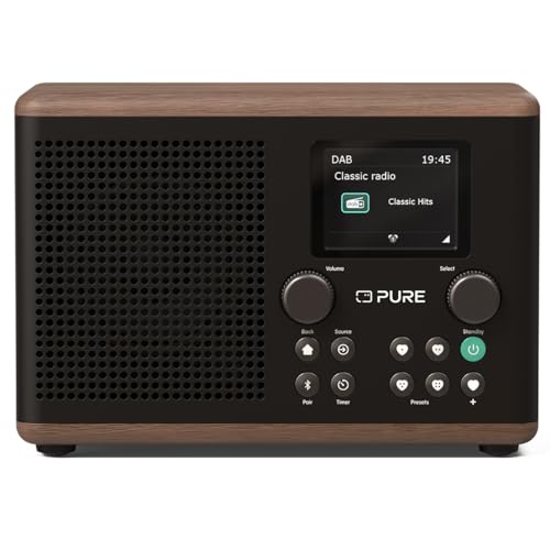 Pure Classic H4 Radio Da Cucina Digitale (Dab+/Fm, Bluetooth, Usb, Aux, Timer Da Cucina, Sveglia), Caffè Nero/Noce