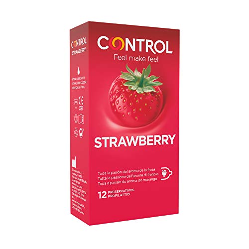 Control Preservativi Strawberry Scatola Da 12 Preservativi Passione Dell'Aroma Della Fragola, Lubrificati, Sesso Sicuro. Godetevi Preservativi Con Ves