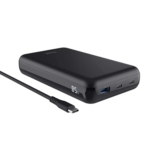 Trust Laro Power Bank 100W Per Laptop Ricarica Rapida, Powerbank 20000Mah 2X Usb-C 1X Usb-A, Caricatore Portatile Usb C, Batteria Esterna Power Statio