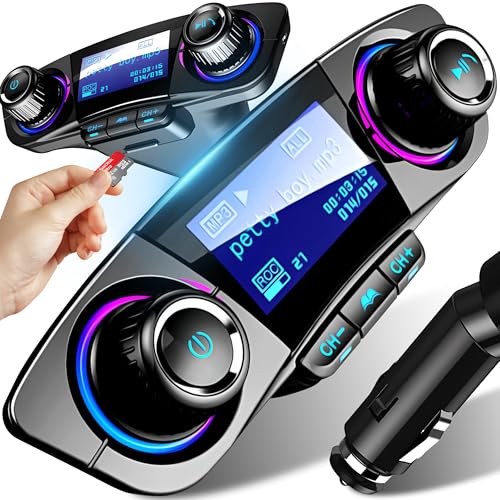Retoo Adattatore Per Auto Bluetooth, Trasmettitore Fm, Kit Vivavoce E Caricabatterie, 2 Porte Usb, Supporta Chiavette Usb Per Schede Sd, Ricarica Rapi