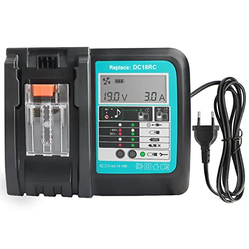 Powarobor Dc18Rc 14,4V-18V Caricabatteria Rapido Compatibile Con Makita Li-Ion Batteria Bl1830 B1850Bl1850 Bl1860B Bl1830B Bl1430 Bl1450 Caricabatteri