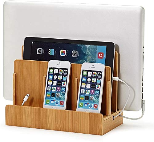 Supporto Di Ricarica, Stazione Di Ricarica In Legno Caricabatterie Da Scrivania Multidispositivo Con Base Organizzatore Cavi Per Iphone 11 Pro Max Xs