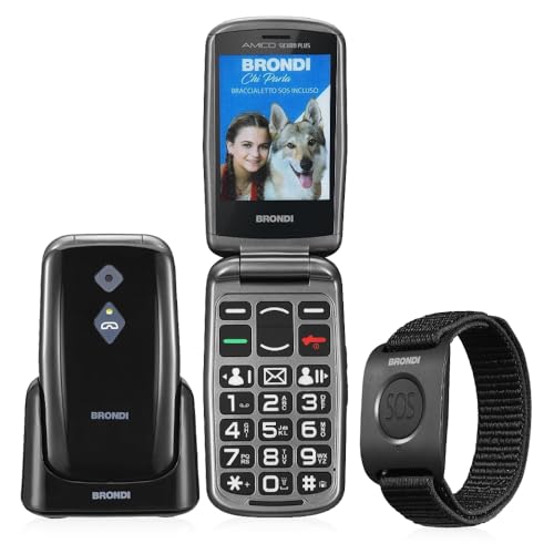 Brondi Kit Telefono Cellulare Amico Sicuro Dual Sim Con Bracciale Sos Band | Nero