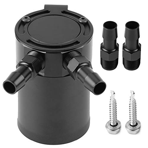 Oil Catch Can-Duokon Universal Alluminio Compact Baffled Oil Catch Can 2-Port Black