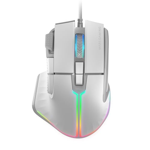 Mars Gaming Mm-Xt, Mouse Gaming Rgb, Design Ergonomico Con Poggiapollice, Sensore Ottico 12800Dpi, 9 Pulsanti Configurabili, Switchs Huano, Controllo