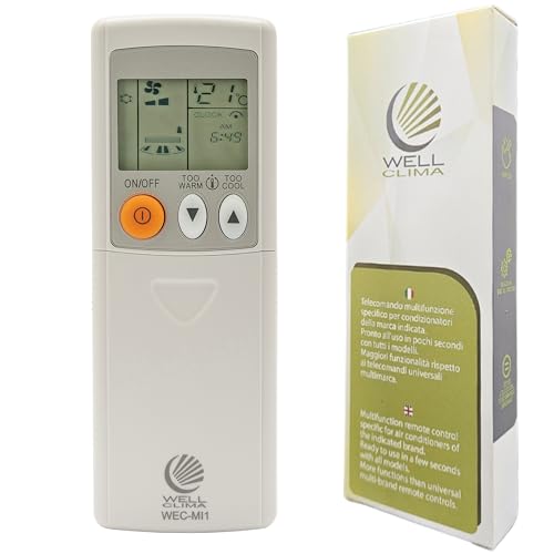 Wellclima Wec-Mi1 Telecomando Universale Per Condizionatori Mitsubishi, Pronto All'Uso In Secondi, Compatibile Con Pompa Di Calore E Inverter, Compati