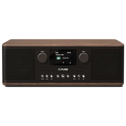Pure Classic C-D6 Sistema Musicale (Lettore Cd, Dab+/Fm, Bluetooth, Aux, Usb, Sveglia/Timer Per Il Sonno) Caffè Nero/Noce