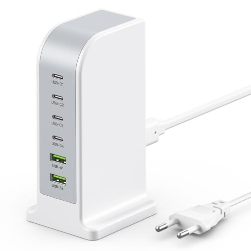 Caricatori Usb C, Caricatore Usb Multiplo【4 Usb-C + 2 Usb-A】Usb C Charger, Caricatore Multiplo Usb C 100W Per Iphone 15 14 13 12/Samsung S24 Ultra/Goo