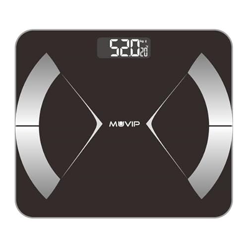 Muvip Body Muscle Bascula Da Bagno Digitale Bluetooth - Display Lcd - Piattaforma In Vetro Temperato - 10 Memorie - Peso Max.