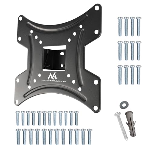 Maclean Supporto Inclinabile Per Tv O Monitor Da Parete, Max. Vesa Max 200X200, 23-43", 30 Kg, Nero, Ultra Sottile Soli 55 Mm, Universale Per Lcd, Led