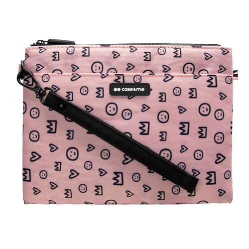 Case&Me Borsa Per Smartphone E Accessori, Borsetta Con Laccio, Borsa Porta Oggetti, Con Zip, Doppia Tasca, Rosa