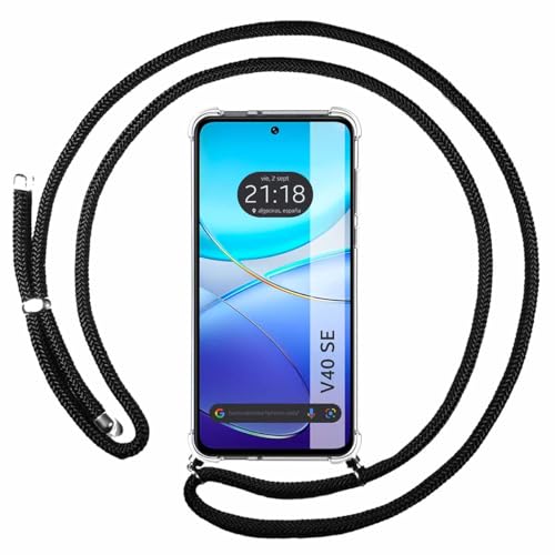 Tumundosmartphone Custodia Sospesa Trasparente Per Vivo V40 Se 5G Con Cordone Nero