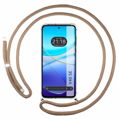 Tumundosmartphone Custodia A Sospensione Trasparente Per Vivo V40 Se 5G Con Cordon Cammello