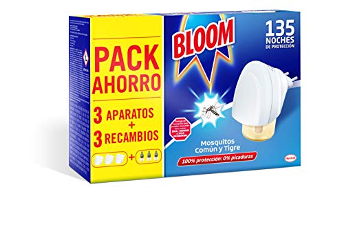 Bloom Elettrico Liquido Contro Zanzare Comune E Tigre, 3 Dispositivi + 3 Ricariche