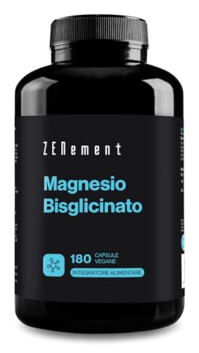 Magnesio Bisglicinato, 350 Mg Di Magnesio Elementare/Dose Giornaliera | Scorta Per 3 Mesi Con 180 Capsule Vegane | Anti Stress E Fatica | Dosaggio Pot