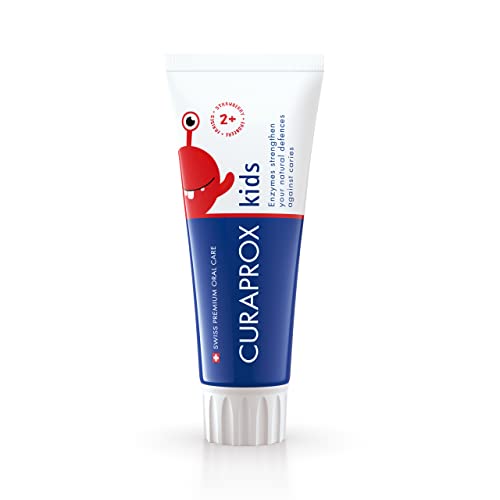 Curaprox Kids Erdbeere, Zahnpasta Für Kinder Von 2-6 Jahren Mit Mildem Geschmack Von Erdbeere, 950 Ppm Fluorid, Rda 40, Rot, 60 Ml