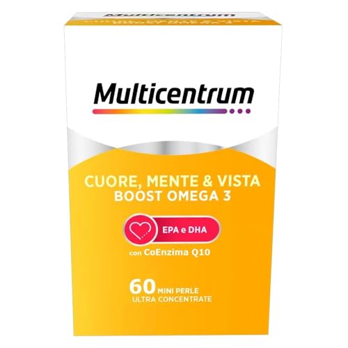 Multicentrum Omega3 Cuore, Mente & Vista Boost Omega 3, Integratore Alimentare Di Epa E Dha, Tripla Azione Funzione Cardiaca, Cerebrale E Visiva, Senz