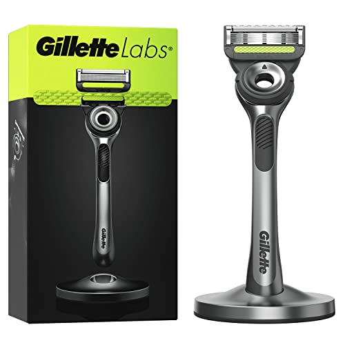 Gillette Labs Rasoio Uomo, Con 1 Lametta Barba Di Ricambio, Base Magnetica E Barra Integrata, Elimina Impurità Pelle, Rasatura Facile , Comfort Ottima