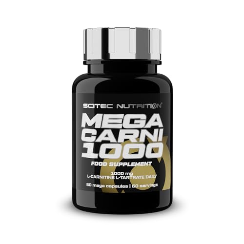 Scitec Nutrition Mega Carni 1000 | 1000 Mg Di L-Carnitina L-Tartrato Per Dose | Formula Ad Alto Dosaggio | Senza Caffeina, 60 Mega Capsule