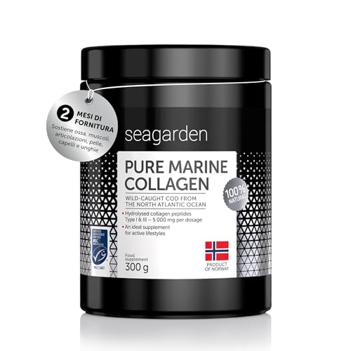 Seagarden Collagene Marino, Dal Merluzzo Artico Norvegese Selvatico, Collagene Idrolizzato, Collagene Integratore Per Capelli, Pelle, Ossa E Articolaz