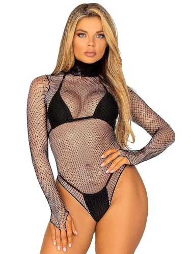 Leg Avenue 89211 – Turtlen Angolare Fishnet Teddy, Taglia Unica, Colore: Nero