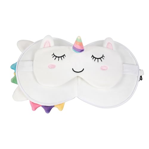 I-Total ® - Cuscino Con Mascherina Per Dormire,Cuscino Richiudibile Con Gancio Per Viaggio (Unicorn)