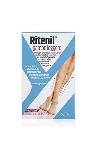 Syrio Integratori Alimentari, Ritenil Gambe Leggere Integratore Alimentare Con Bioflavonoidi Da Semi D'Uva Per La Funzionalità Del Microcircolo E Cont