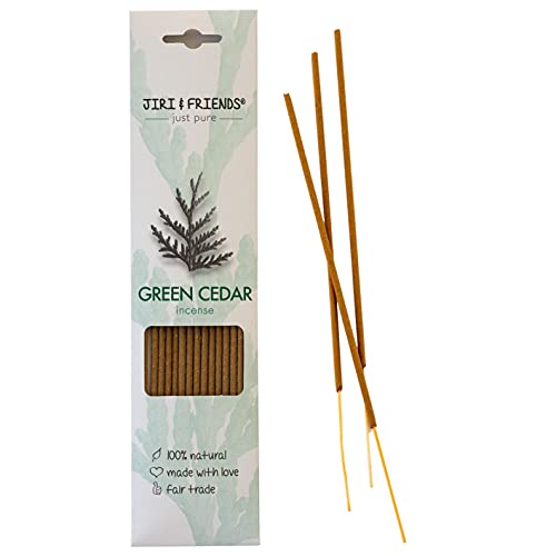 Jiri & Friends, Bastoncini Di Incenso Al Cedro Verde Del Commercio Equo-Solidale, 100% Naturali, 15 Pezzi