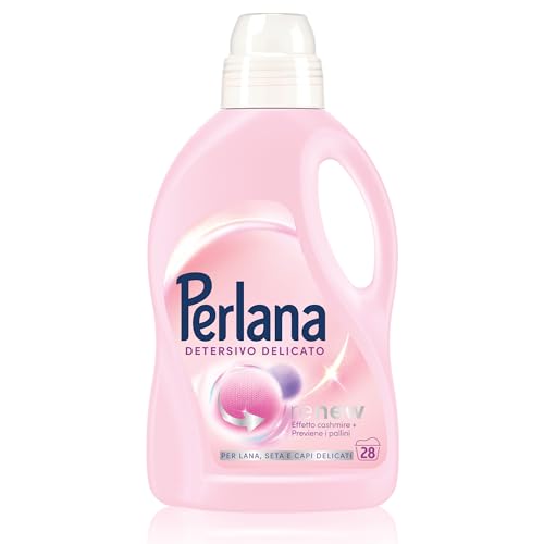 Perlana Detersivo Delicati (28 Lavaggi), Detersivo Lavatrice Liquido Per Lana, Seta E Delicati, Detersivo Delicati Per Effetto Cashmere E Fibre Rinnov