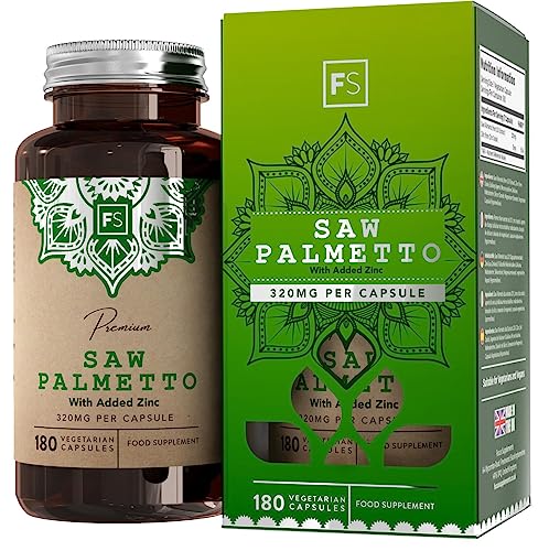 Fs Saw Palmetto | 180 Serenoa Repens Capsule - Palmetto 320Mg Con Zinco 15Mg | Ad Alto Dosaggio Estratto Di Palmetto Saw | Non-Ogm, Senza Glutine E Al