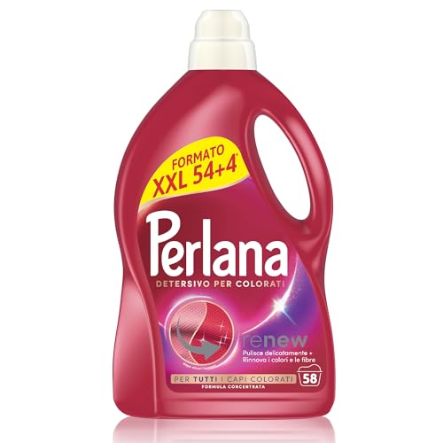 Perlana Detersivo Colorati (58 Lavaggi), Detersivo Lavatrice Liquido Per Tutti I Capi Colorati, Detersivo Colorati Per Pulizia Delicata E Colori E Fib