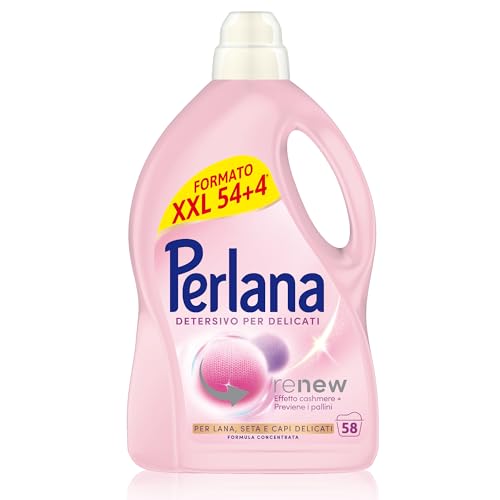 Perlana Detersivo Delicati (58 Lavaggi), Detersivo Lavatrice Liquido Per Lana, Seta E Delicati, Detersivo Delicati Per Effetto Cashmere E Fibre Rinnov