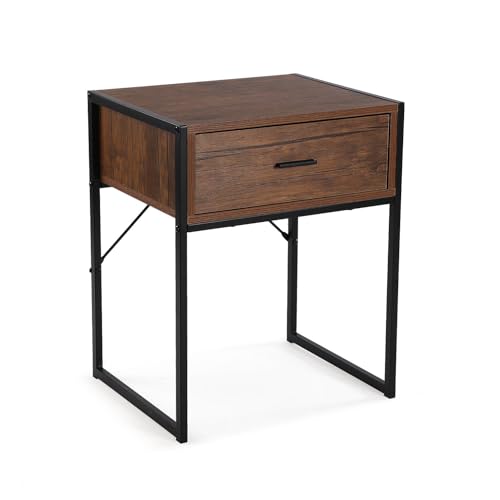 Versa Nalua Beistelltisch Für Das Schlafzimmer, Maße (H X B X T) 60 X 48 X 40 Cm, Holz, Farbe Dunkelbraun Und Schwarz